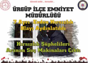 Ürgüp’te Yedi Ayrı Evden Hırsızlık Olayı Aydınlatıldı