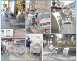 ÇÖP KONTEYNERLERİ TEMİZLENEREK İLAÇLANIYOR