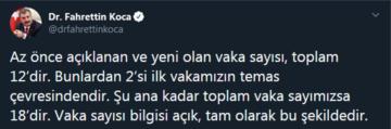 Bakan Koca yeni Corona Virüsü Vakalarını Duyurdu