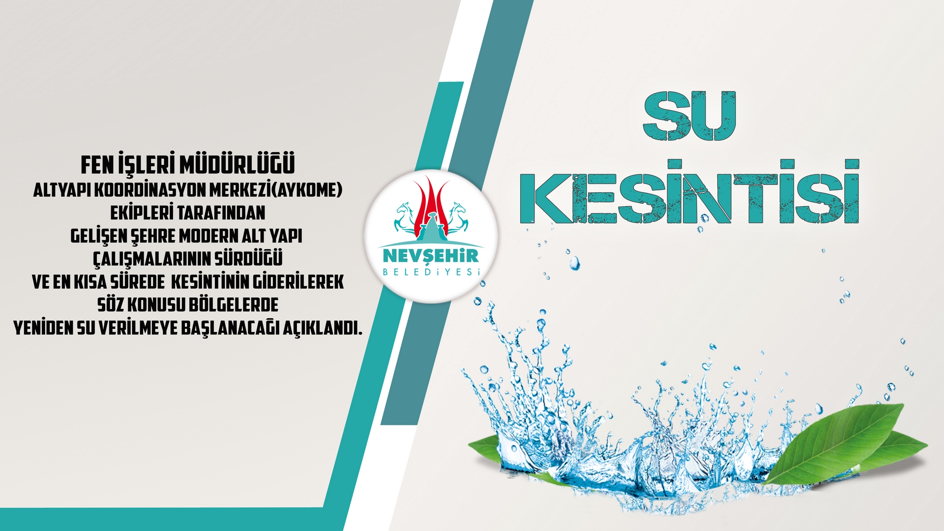 BU AKŞAM SAAT 22.00’DAN İTİBAREN BAZI MAHALLELERDE SU KESİNTİSİ OLACAK