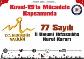 Nevşehir Valiliği İl Umumi Hıfzıssıhha Kurulu Kararı