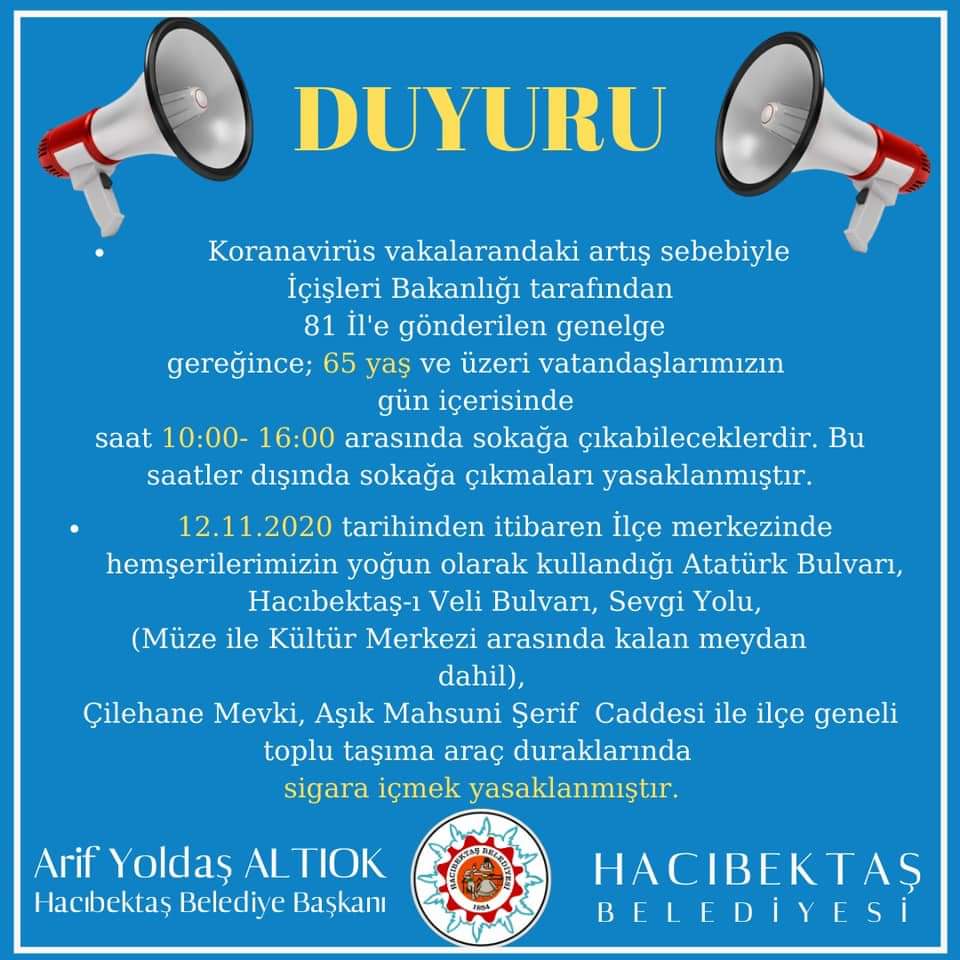 Hacıbektaş’ta salgın yasakları