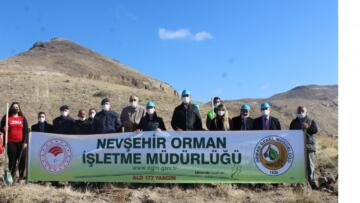 Eğrim dağı eteklerine fidan dikildi