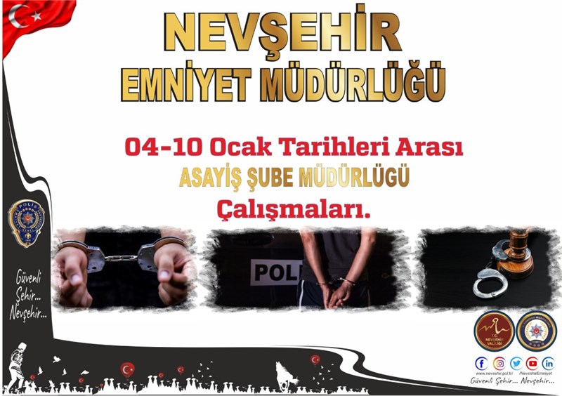 04-10 Ocak Tarihleri Arası Asayiş Şube Müdürlüğü Çalışmaları