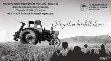 Mazot ve gübre destekleri ödeniyor