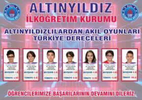 ALTINYILDIZLILARDAN AKIL OYUNLARINDA TÜRKİYE DERECELERİ