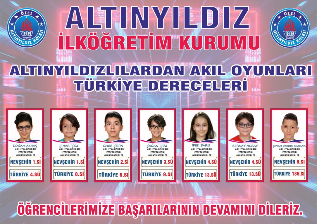 ALTINYILDIZLILARDAN AKIL OYUNLARINDA TÜRKİYE DERECELERİ