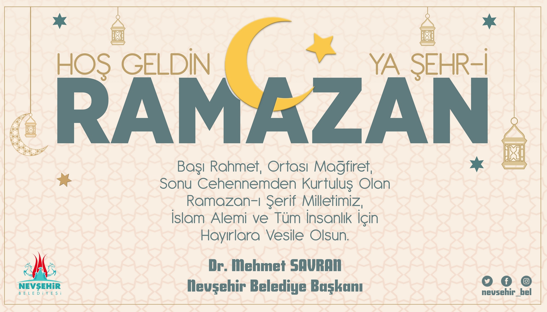 BELEDİYE BAŞKANI SAVRAN’IN RAMAZAN AYI KUTLAMA MESAJI