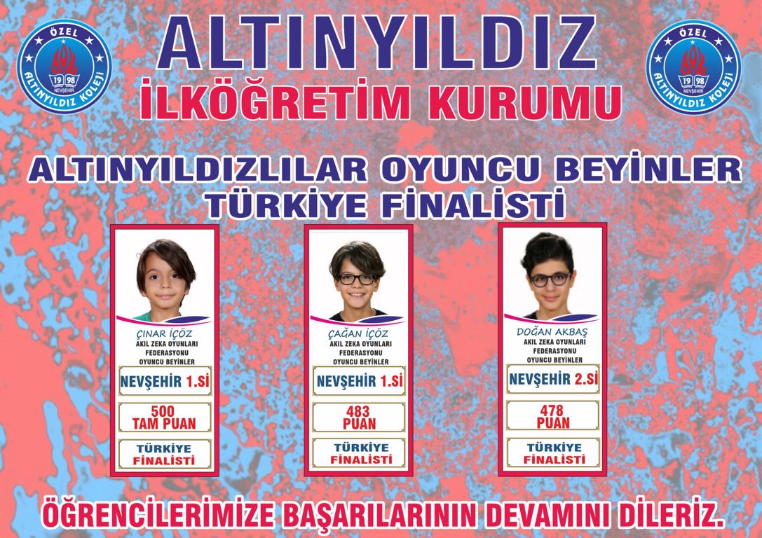 ALTINYILDIZLILAR OYUNCU BEYİNLER TÜRKİYE FİNALİSTİ