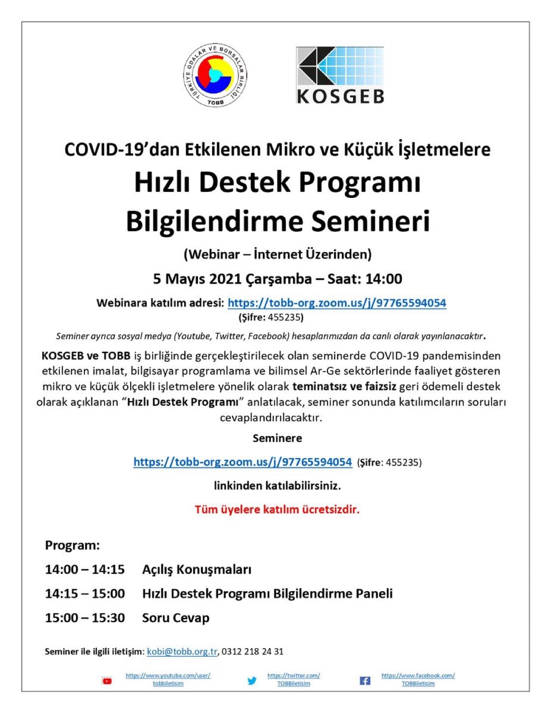 Hızlı destek programı bilgilendirme semineri düzenlenecek