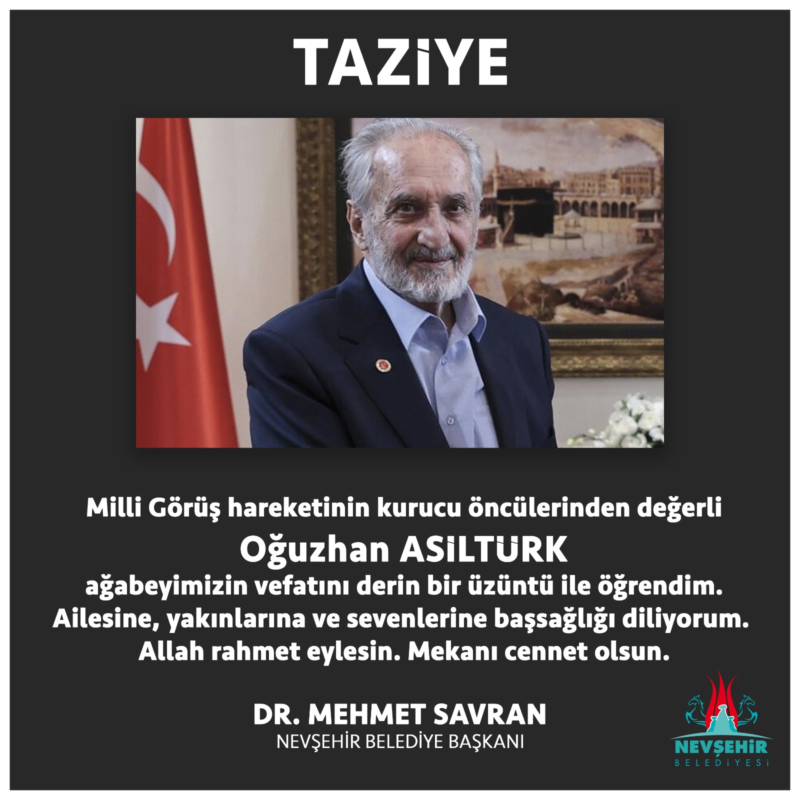 BAŞKAN SAVRAN’DAN ASİLTÜRK İÇİN TAZİYE MESAJI