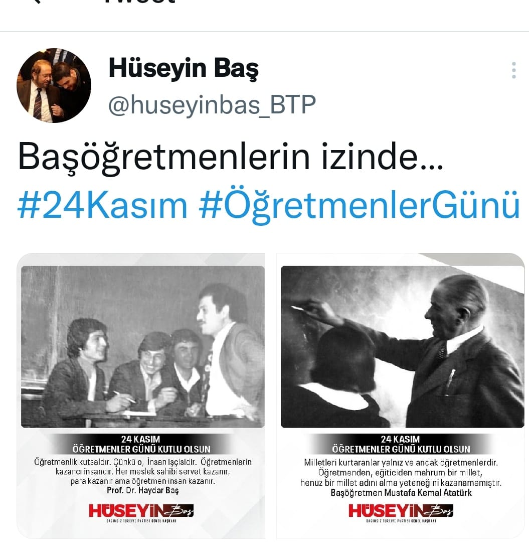 BTP liderinden Öğretmenler Günü mesajı