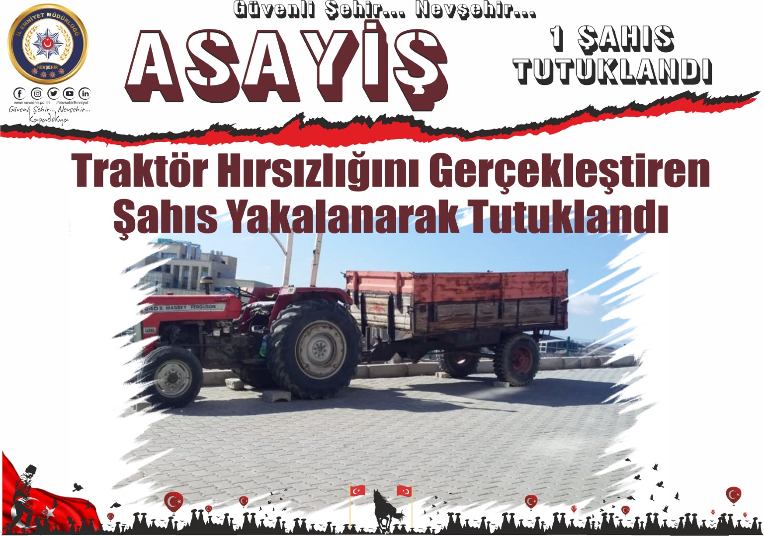 Traktör Hırsızlığını Gerçekleştiren Şahıs Yakalanarak Tutuklandı.