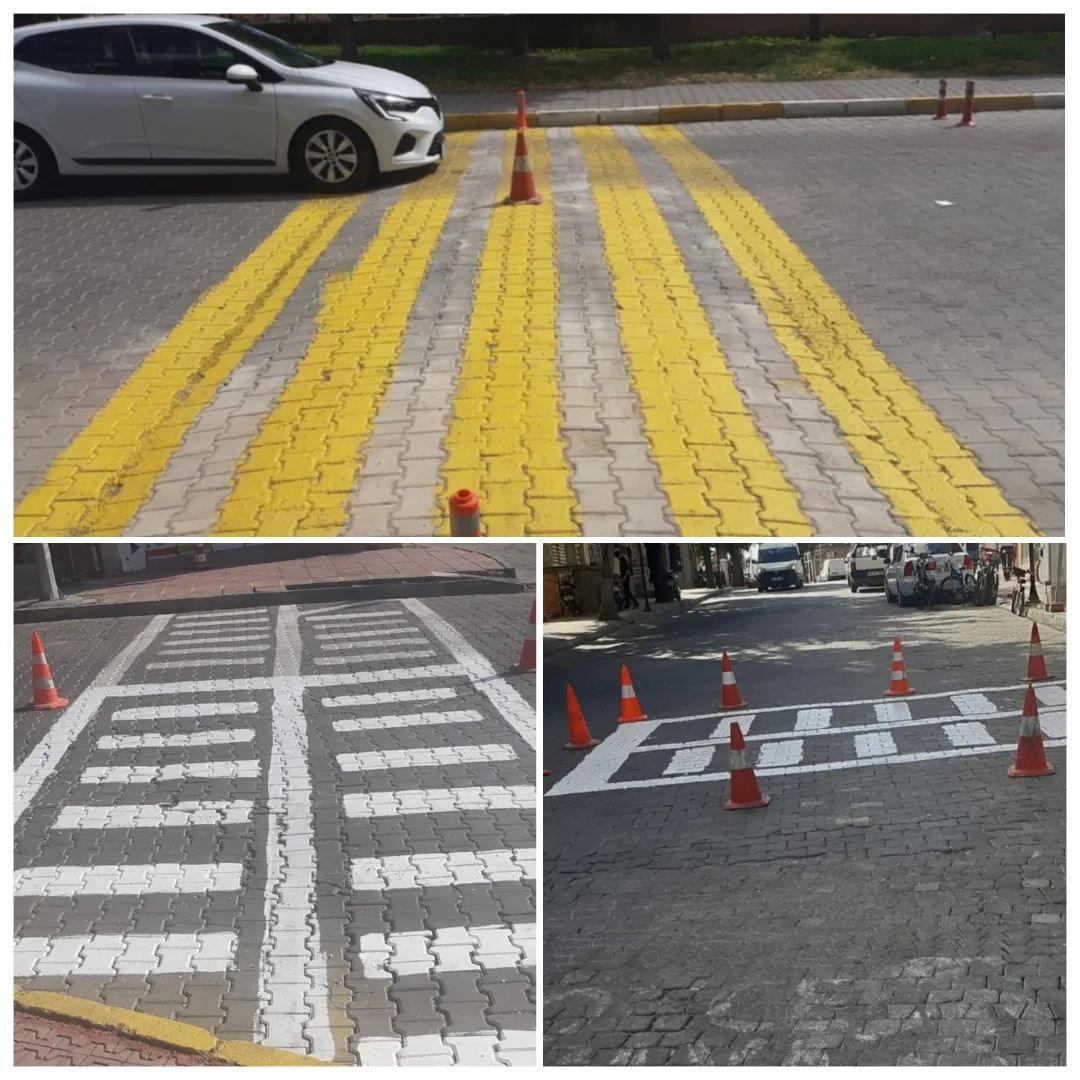 Yaya yolları boyandı, yol yama çalışmaları yapıldı