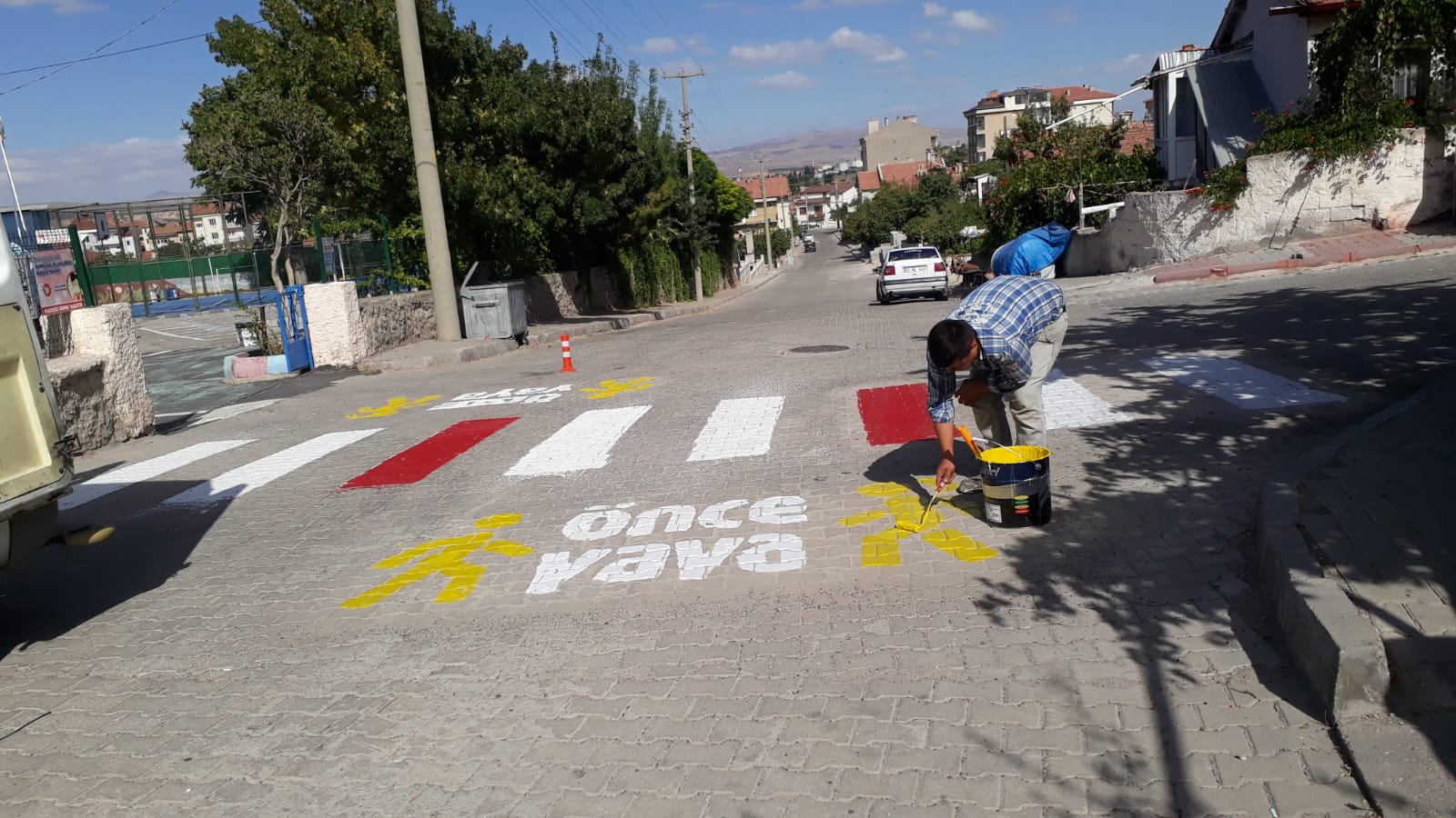 Gülşehir’de yaya kaldırımları yeniden çizildi