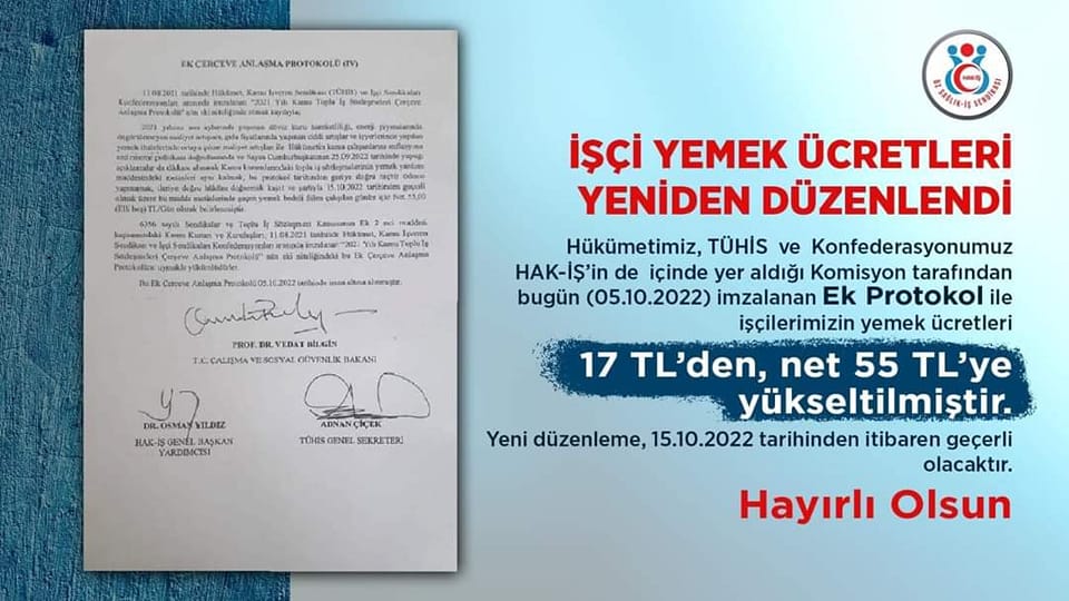 İşçi yemek ücretleri yeniden düzenlendi
