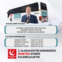 YRP büyük kongreye ücretsiz otobüs kaldıracak