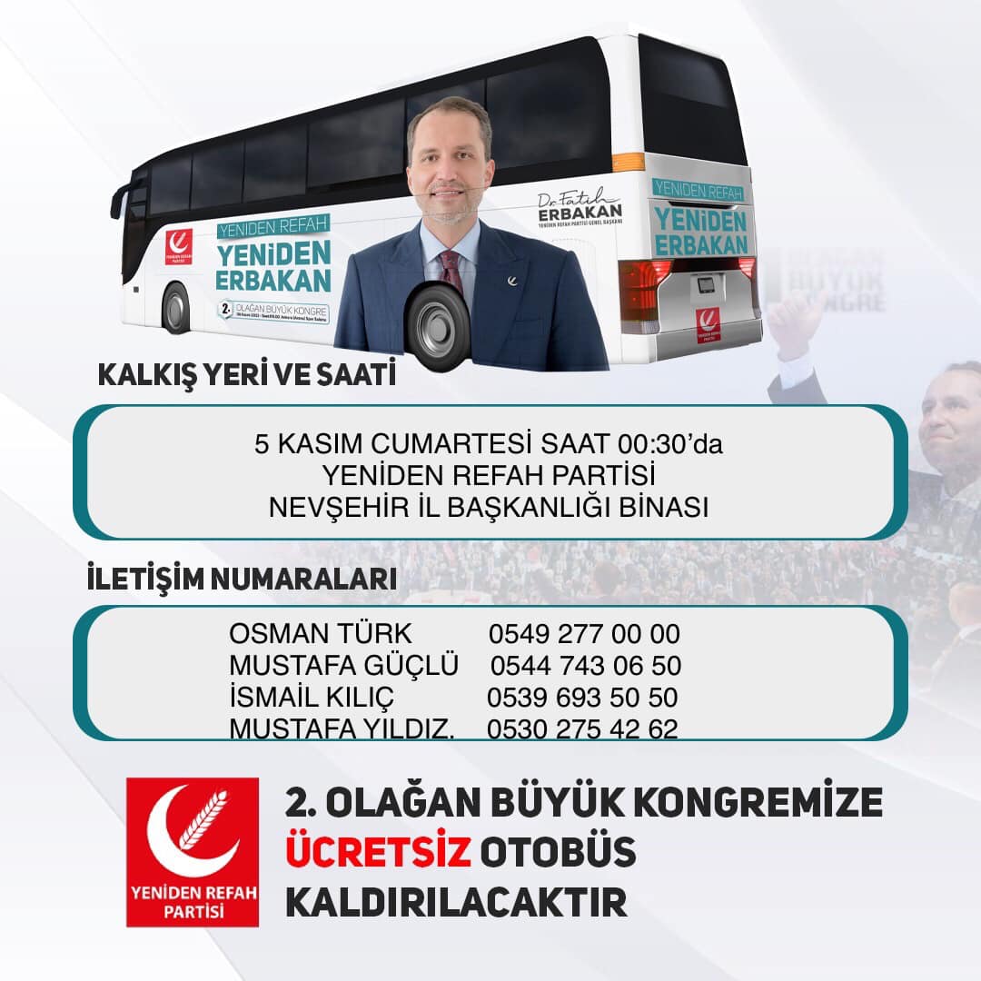 YRP büyük kongreye ücretsiz otobüs kaldıracak