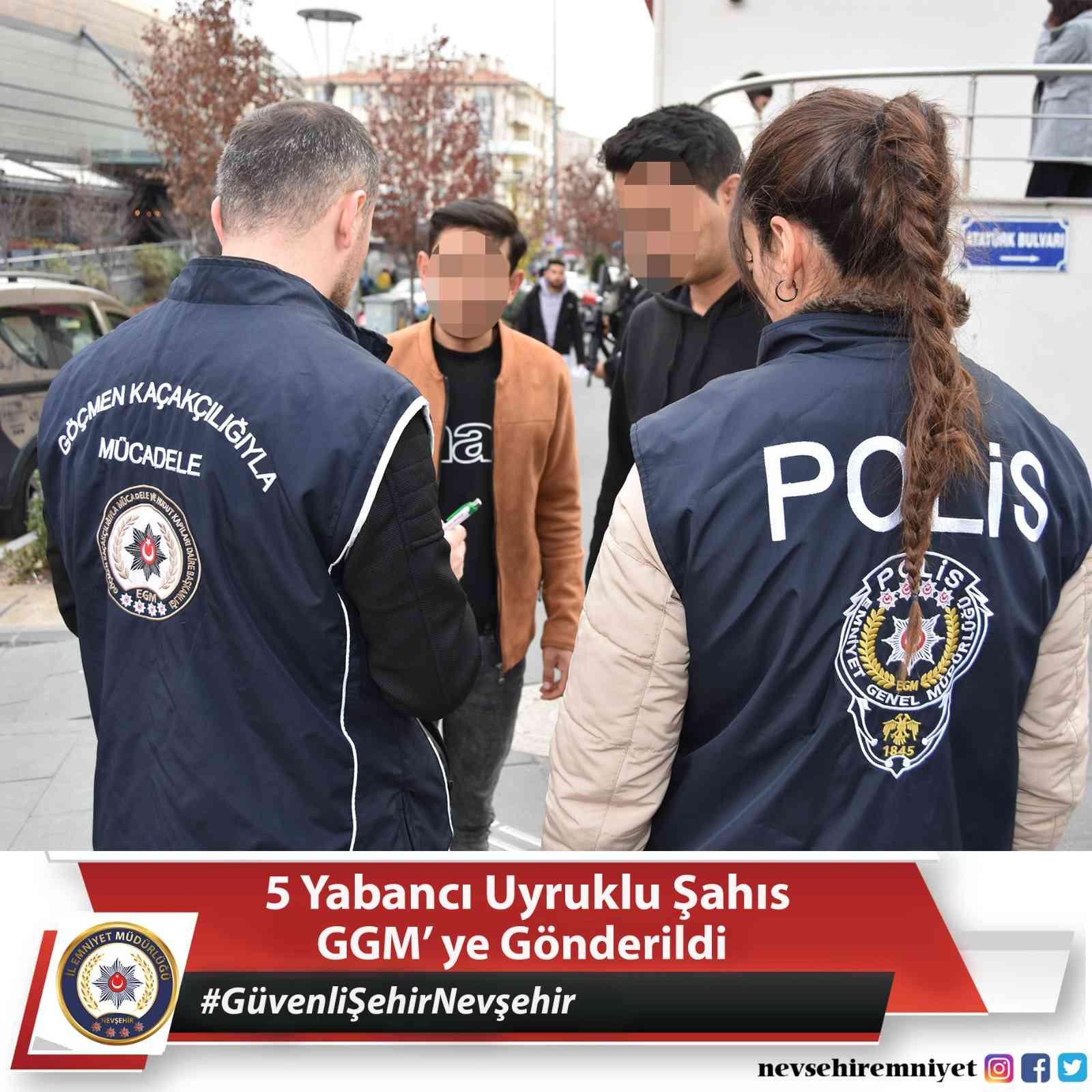Nevşehir’de 5 yabancı uyruklu şahıs sınır dışı edildi