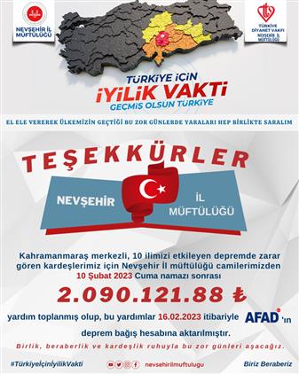 Camilerde toplanan bağışlar AFAD hesabına aktarıldı
