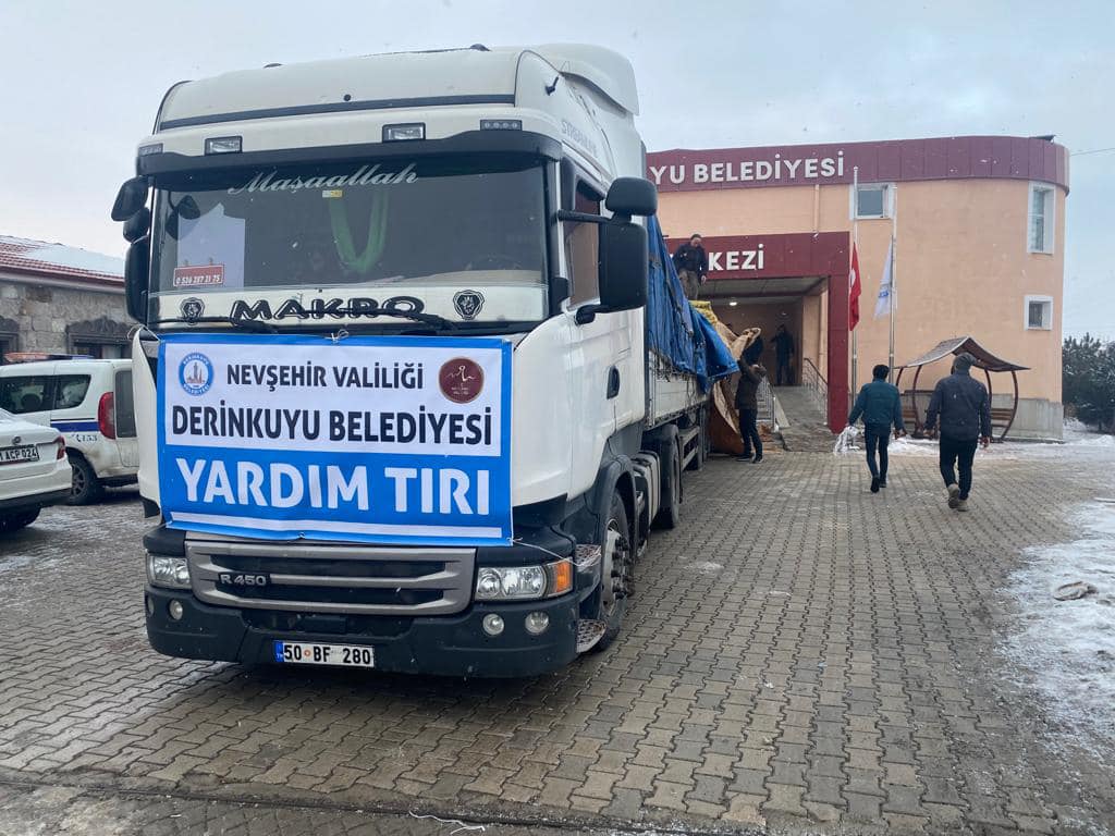 Derinkuyu tek yürek depremzedelere yardım ediyor
