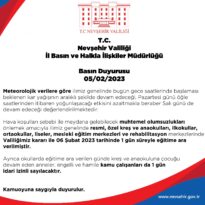 Nevşehir’de Yarın Okullar Tatil!