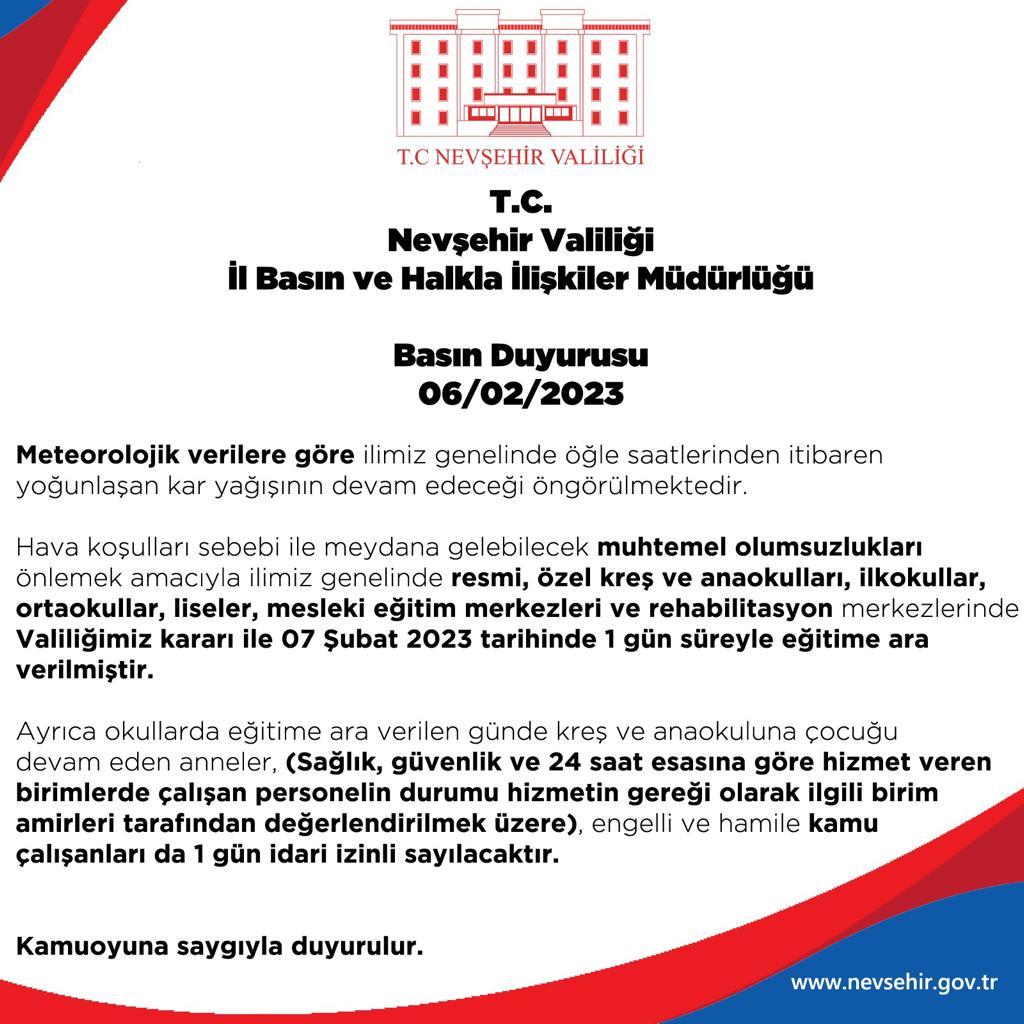 Milli eğitim bakanlığı kararı ile okullar tüm Türkiye’de 13 şubata kadar tatil edildi