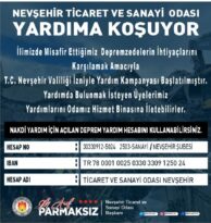 NEVŞEHİR İŞ DÜNYASI DEPREM İÇİN TEK YÜREK