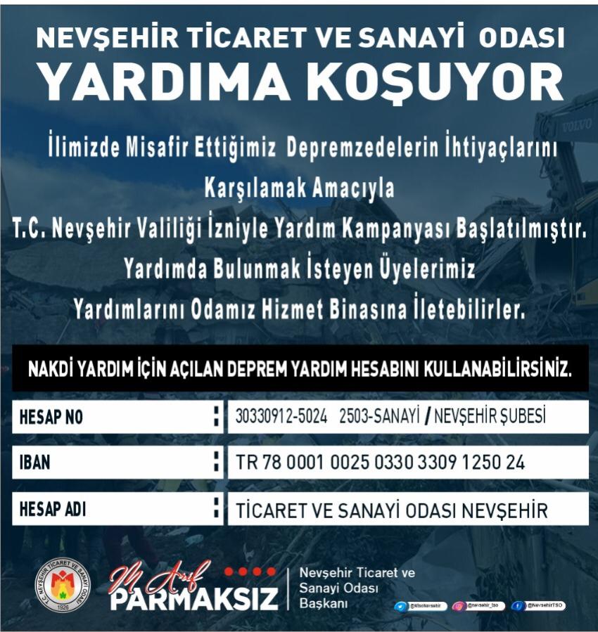 NEVŞEHİR İŞ DÜNYASI DEPREM İÇİN TEK YÜREK