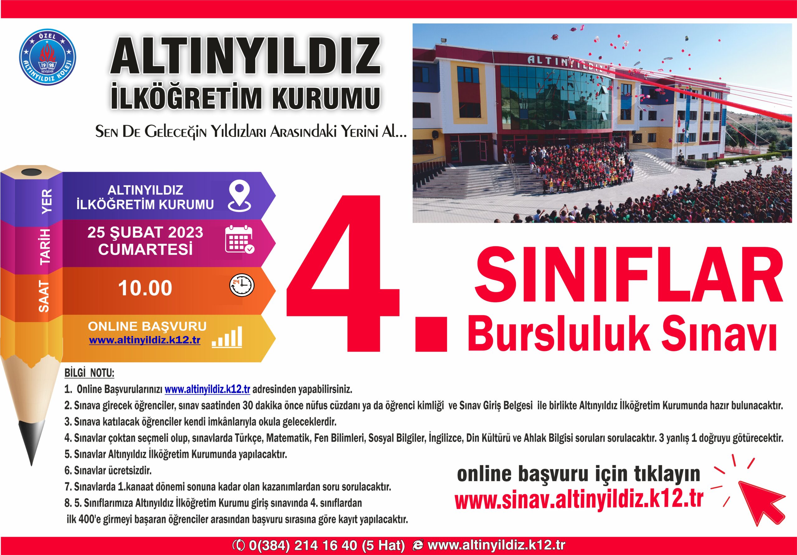 ALTINYILDIZ İLKÖĞRETİM KURUMU 4. SINIFLAR KABUL VE BURSLULUK SINAVI
