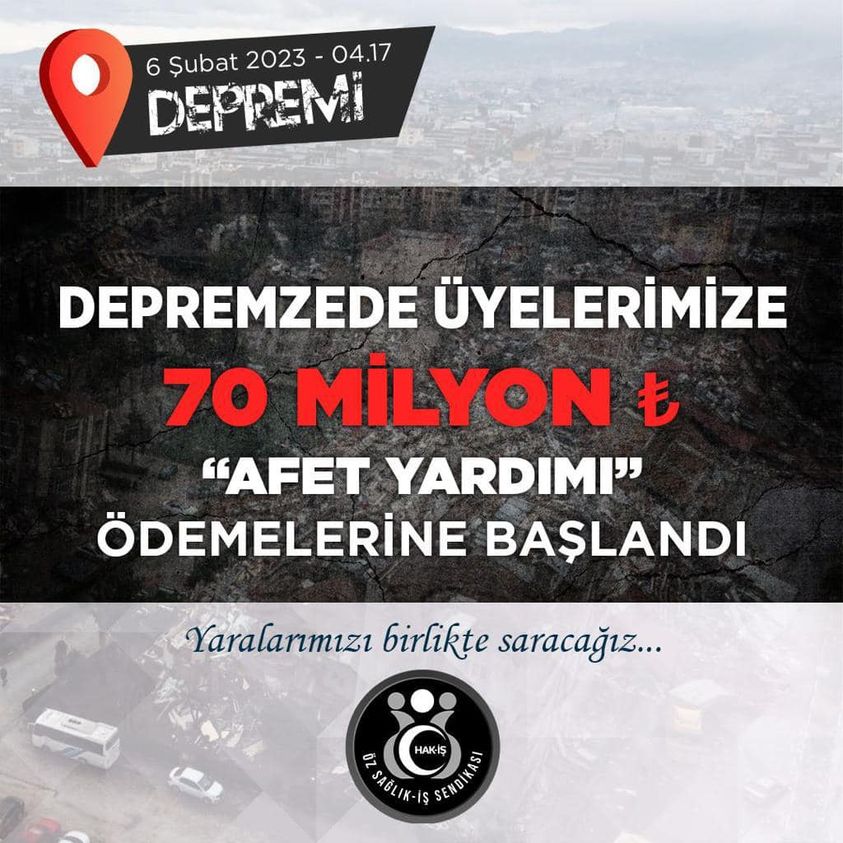Öz Sağlık-İş depremden etkilenen üyelerine yardım yapacak