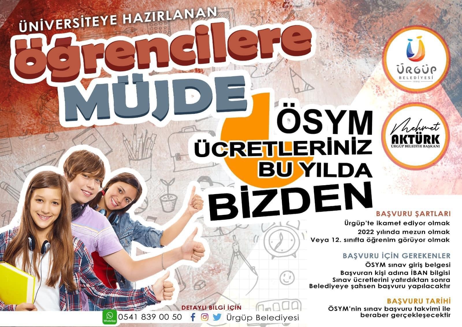 YKS ücretlerine Ürgüp Belediyesi’nin desteğine başvurular başladı