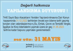 Gülşehir belediyesinden yapılandırma bilgilendirmesi