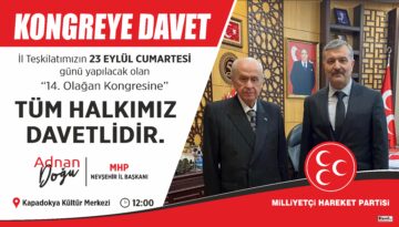 23 Eylül Cumartesi Günü Milliyetçi Hareket Partisi’nin 14. Olağan Kongresine Tüm Halkımız Davetlidir