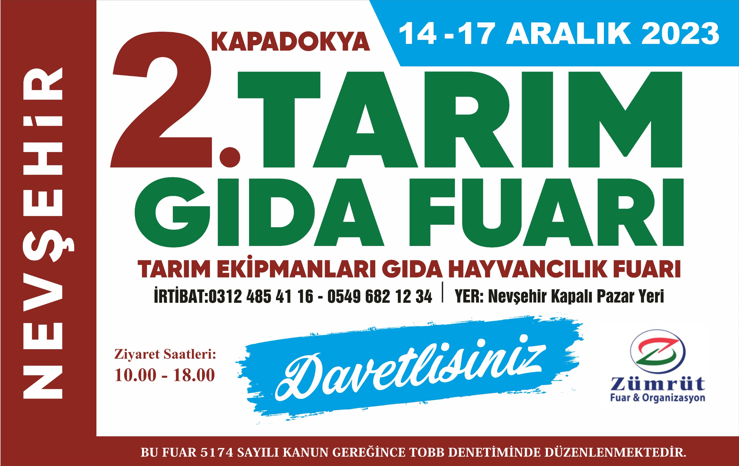 2. Kapadokya Tarım Fuarı 14-17 Aralık’ta Nevşehir’de!