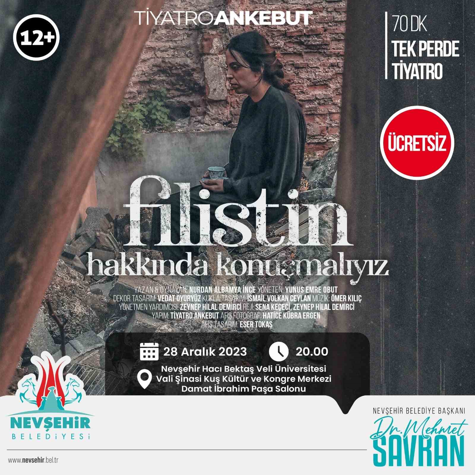 ’Filistin Hakkında Konuşmalıyız’ oyunu sahnelenecek