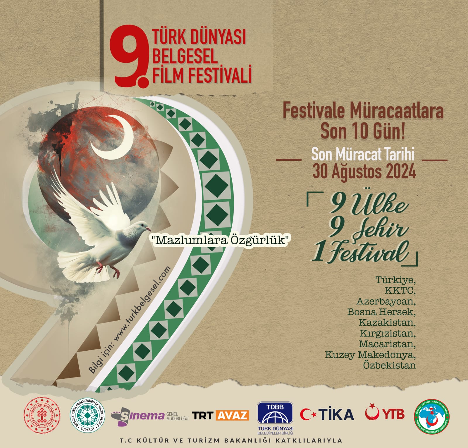 Türk Dünyası 9.Belgesel Film Festivali Film müracaatlarında son on gün!