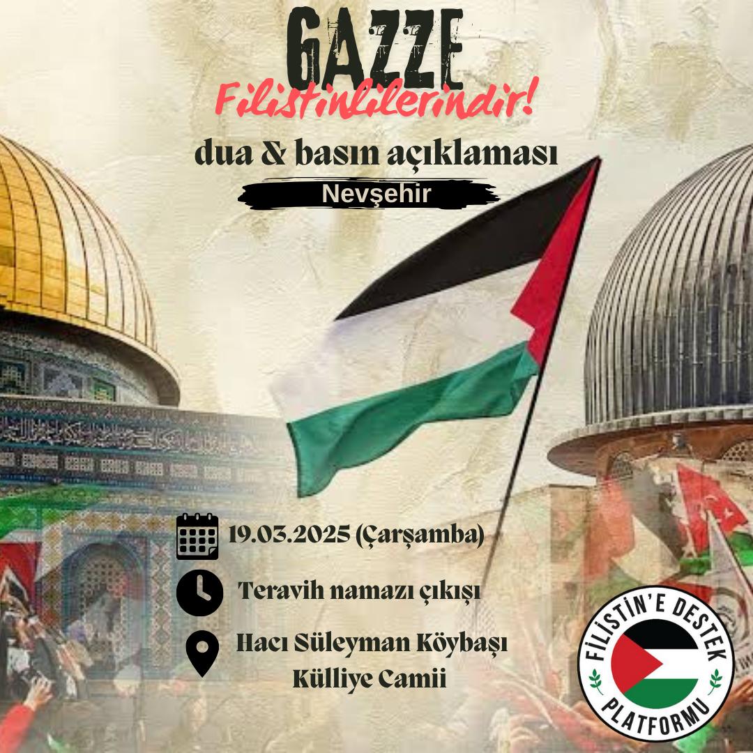 Nevşehir’de Gazze İçin Birlikteyiz: Dua ve Basın Açıklamasına Davet