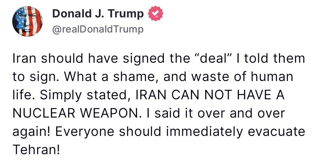 Trump: “Herkes Tahran’ı acilen tahliye etmeli”