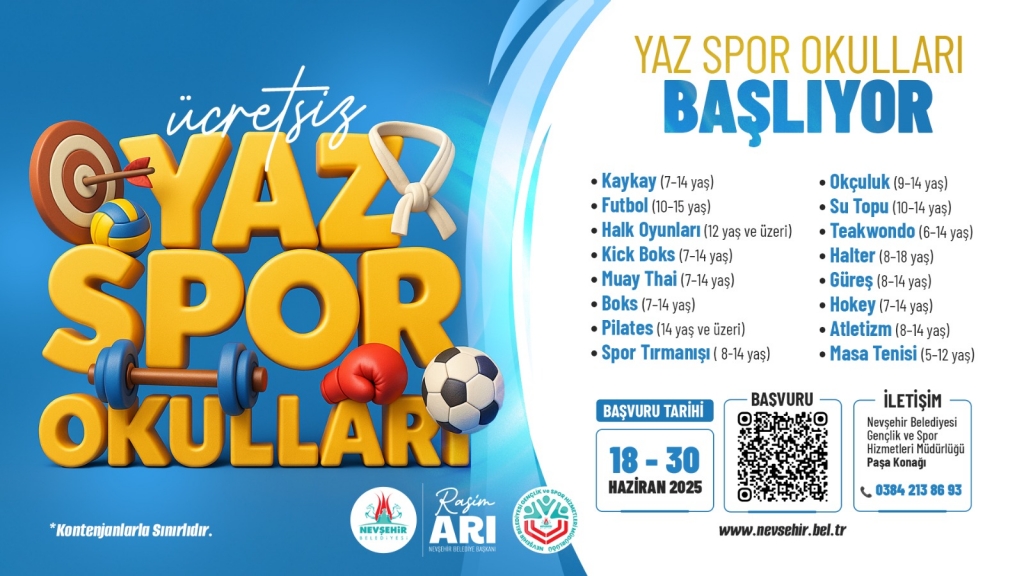 Nevşehir Belediyesi Yaz Spor Okullarımız Pazartesi Günü Açılıyor