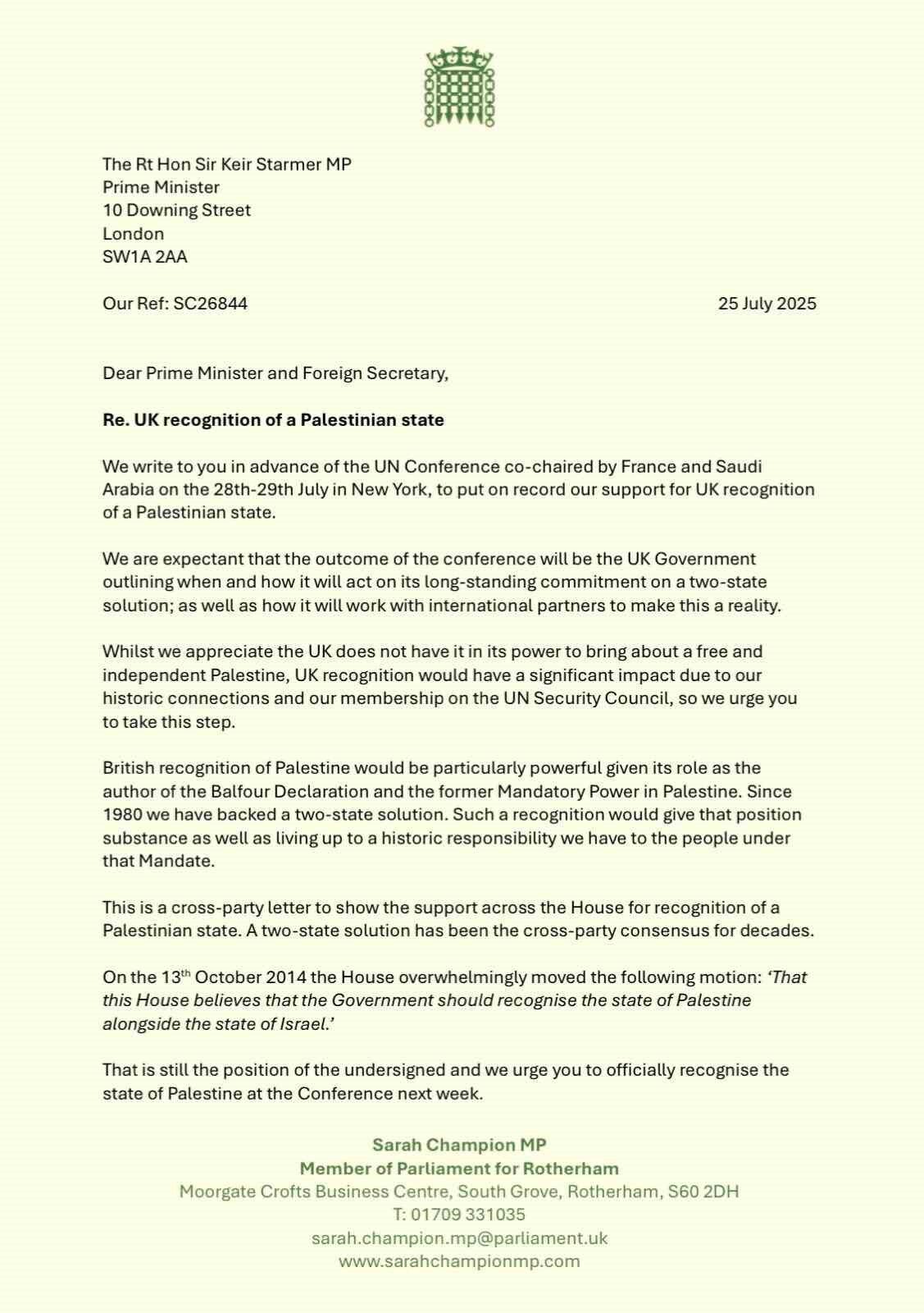 İngiltere’de 221 parlamenter, Başbakan Starmer’a Filistin’in tanınmasını talep eden mektup gönderdi