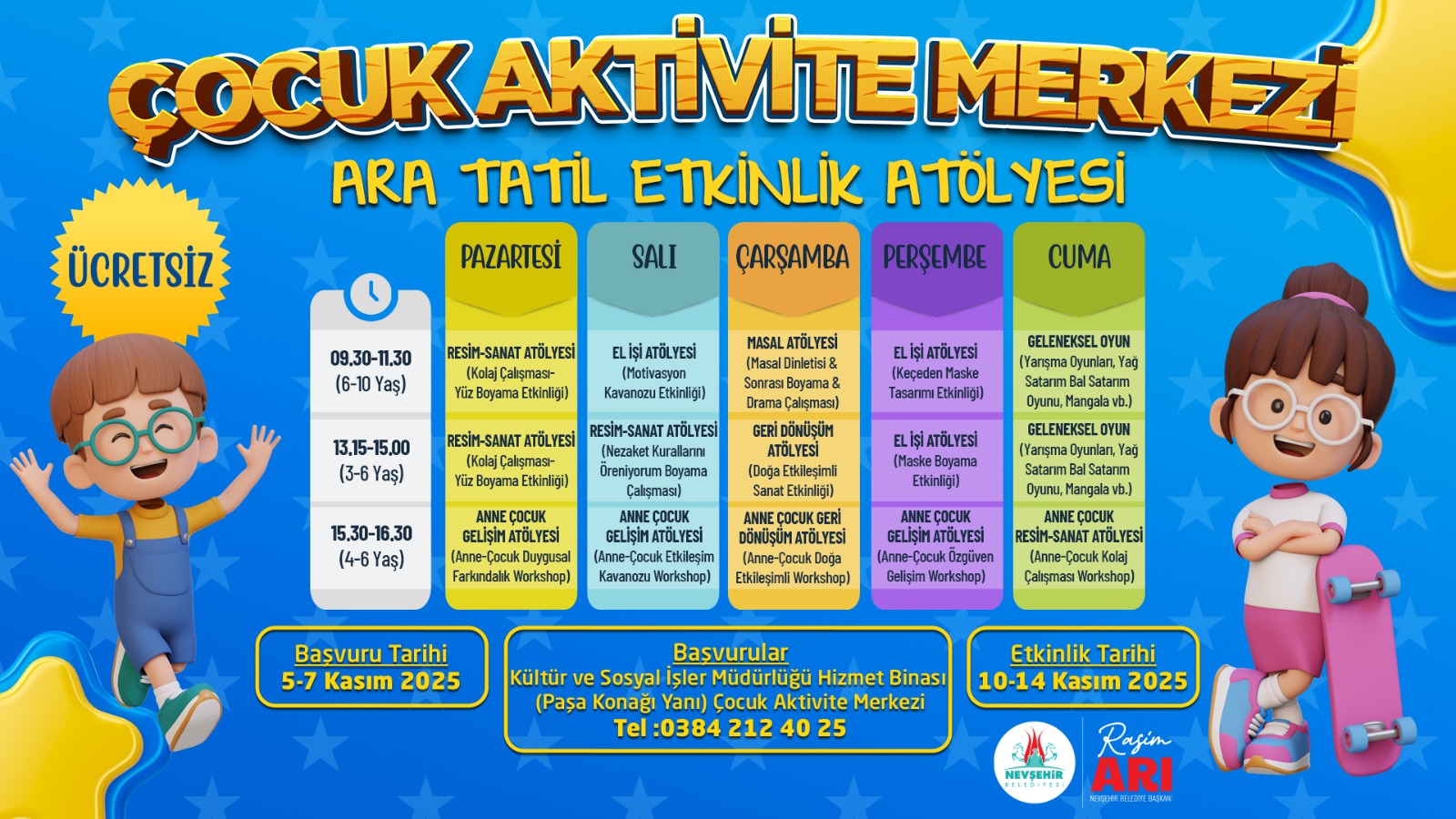 Nevşehir Belediyesi’nden Çocuklara Özel Ara Tatil Etkinlikleri