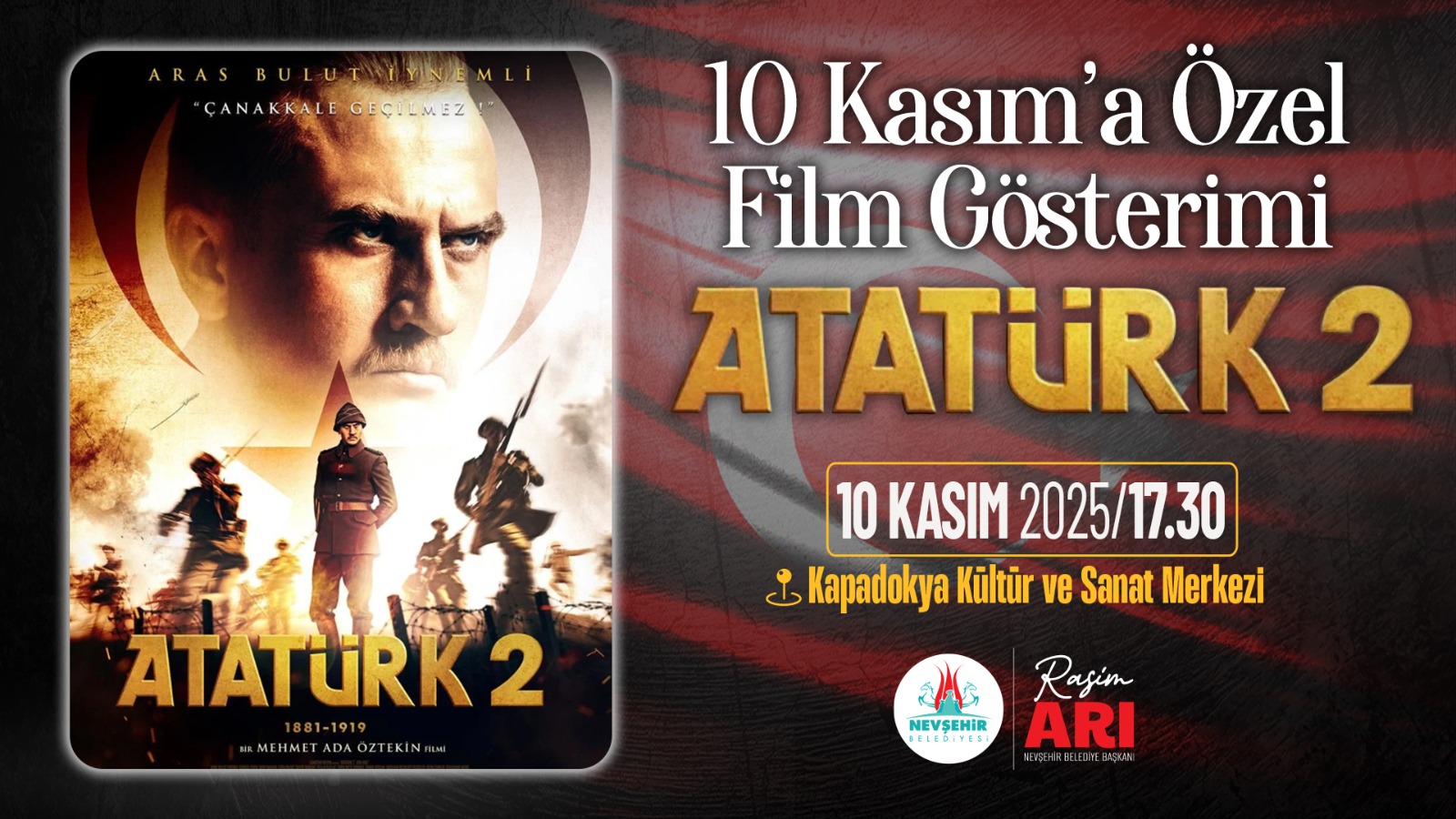 Nevşehir Belediyesi’nden 10 Kasım’a Özel Film Gösterimi