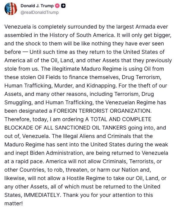 Trump, Venezuela rejiminin “Yabancı Terör Örgütü” olarak tanımlandığını açıkladı