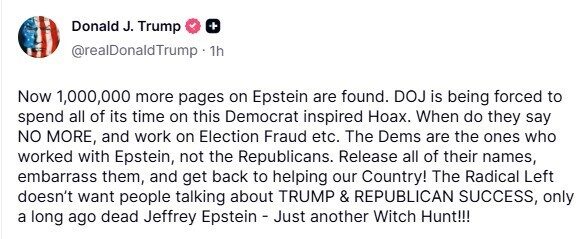 Trump’tan Adalet Bakanlığı’na Epstein belgeleri çağrısı: “Hepsinin isimlerini açıklayıp ülkeye hizmete geri dönün”