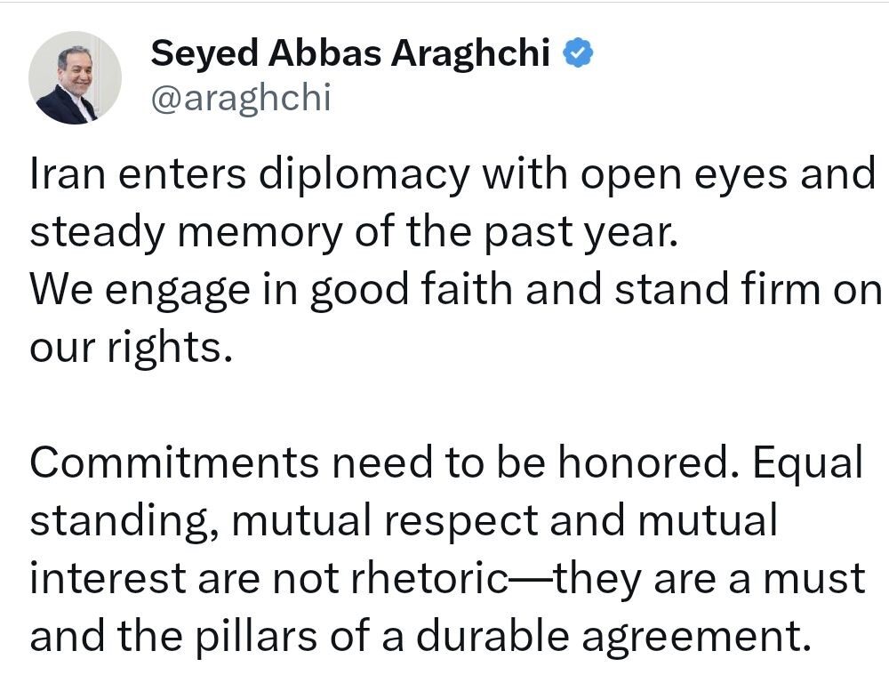 İran Dışişleri Bakanı Arakçi’den ABD’ye: “Eşitlik ve karşılıklı saygı söylemden ibaret değildir, zorunluluktur”