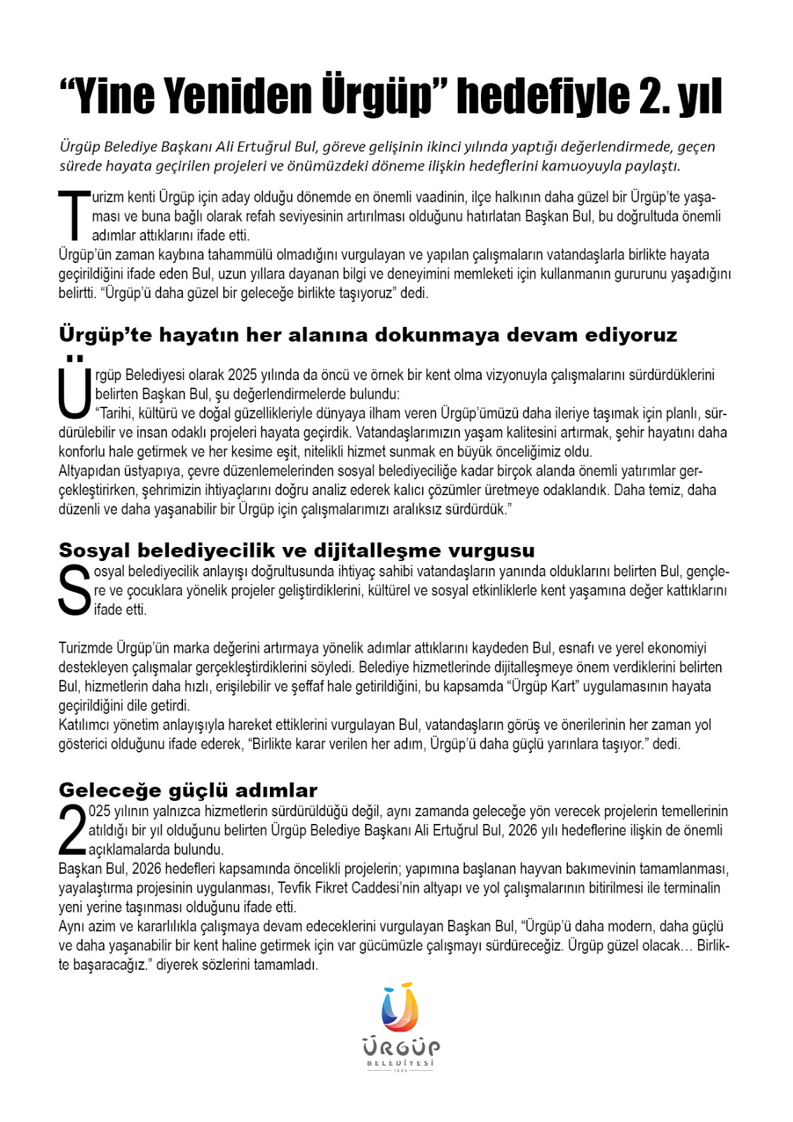 “Yine Yeniden Ürgüp” hedefiyle 2. yıl