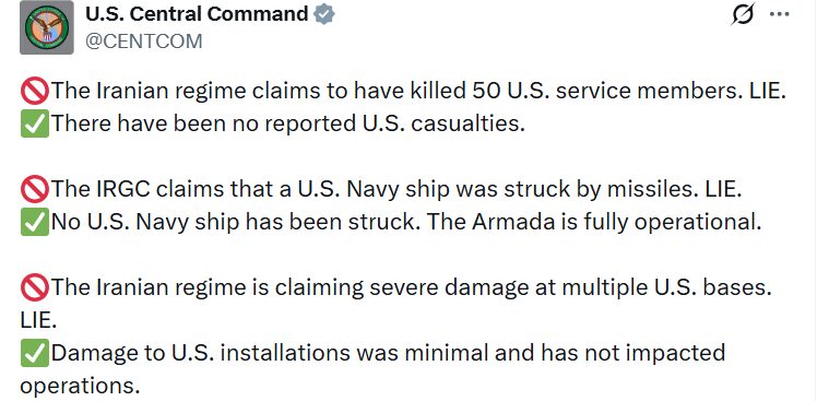 ABD ordusu, İran karşısında önemli kayıplar verdiği yönündeki iddiaları yalanladı