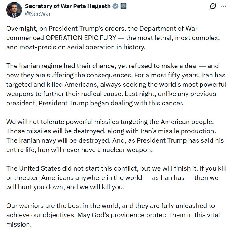 ABD Savunma Bakanı Hegseth, İran’a yönelik açıklamalarda bulundu