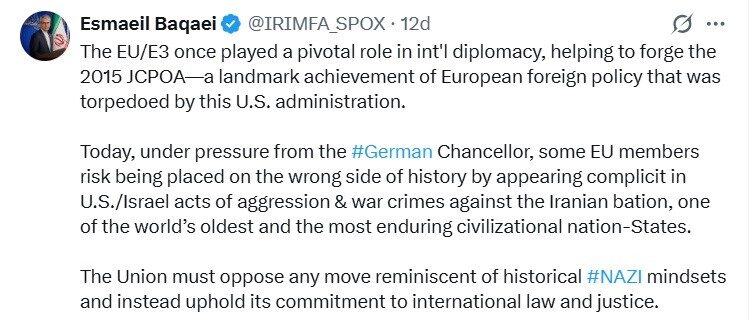 İran: “Avrupa Birliği, uluslararası hukuka bağlılığını sürdürmeli”